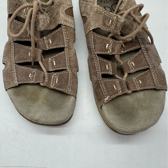 Earth Origins Womens Sassy Gladiator Sandals 7.5M Brown Suede Lace Up Casual - Picture 4 of 12
